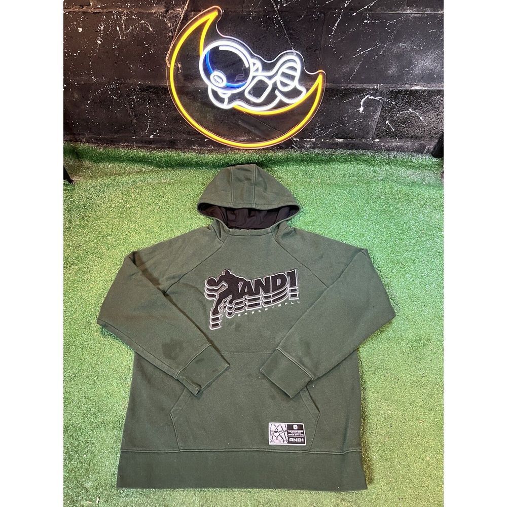 And1 Y2K Green Basketball Hoodie Sweatshirt Athletic‎ Sports Men's Size Large LG